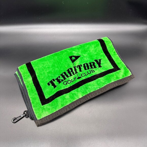 Golf Bag Towel Territory Golf Club Merch Swag Green Black Metal Clip Sports - Picture 1 of 11